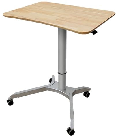 YVYKFZD Mobiler stehpult, tragbare Rednerpult mit 4 rollenden Rädern, höhenverstellbare Laptoptisch, Sitz-zu-Steh Hostess Kirchenpodium, für Büro, Schule (Color : Original Wood Silver)