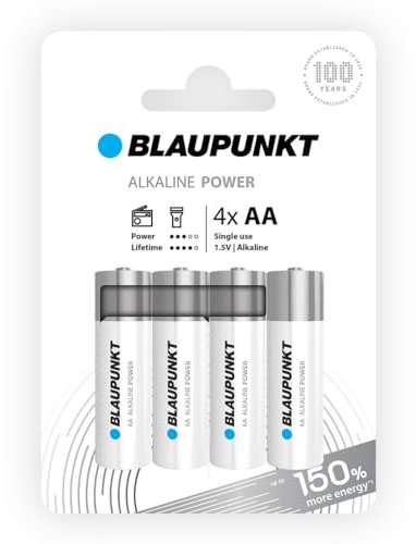 BLAUPUNKT AA Alkalibatterien Packung mit 4, am besten für Wanduhren und TV-Fernbedienungen, LR6BPO/4CP