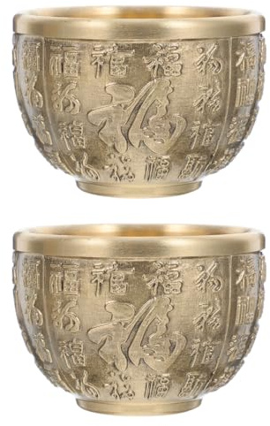 AOKWAWALIY Bol De Fortune En Laiton 2 Pièces Décoration De Bassin Trésor Chinois Petit Bol Décoratif Pour Bureau Et Maison