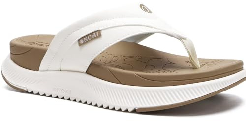 ONCAI Infradito ortopedico donne con arco di sostegno signore sandali ortopedici recupero confortevole fascite plantare scivolare su Interno Esterno casual estate Bianco E Beige dimensioni 36