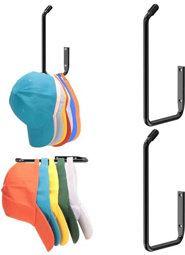 Fikoksol Hut-Organizer für Baseballkappen, 2 Stück, 15 cm, L-Form, Hutablage für Wandschrank, Tür, Schlafzimmer, Baseballmütze, Aufbewahrung, Organizer, selbstklebend und Schraubhutaufbewahrung,