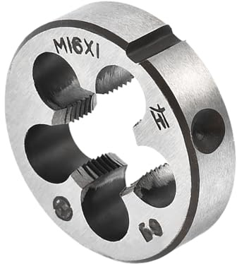 CoCud Rundes Gewindereparatur-Schneideisen, M16x1 Schneideisen 40mm Außendurchmesser, Legierter Werkzeugstahl Linksgewinde-Zylindrisches Gewindewerkzeug mit 5 Spanlöchern