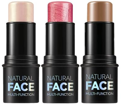 Highlight, Bronze und Blush Kontur Stick, Professionelle Gesichtsformung, Kontur Stick Make-up, Einfach anzuwenden mit baubarer Abdeckung, langlebig und wasserdicht (#1,3,4, mittel)