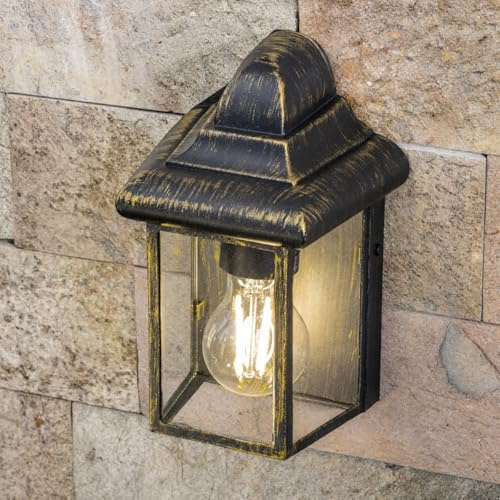 CGC Lighting Außenwandleuchte für den Außenbereich, Aluminium, traditionelle Laterne, LED, IP44, E27 (Bronze traditionell)
