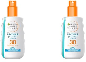 Garnier Sonnenschutz-Spray mit LSF30, Unsichtbare und wasserfeste Sonnenmilch mit kühlendem Effekt, Ambre Solaire Invisible Protect Refresh, 1 x 200 ml (Packung mit 2)