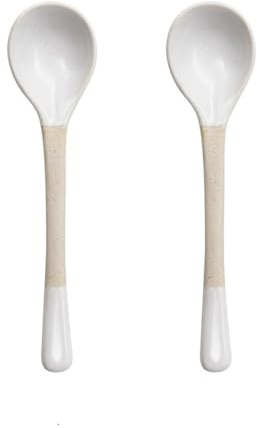 Cuillères à Latte Cuillère en céramique faite à la main, jolie cuillère à café à long manche, cuillère à mélanger et à remuer, cuillère à Dessert japonaise en céramique brute, 2 pièces répartir la Sou