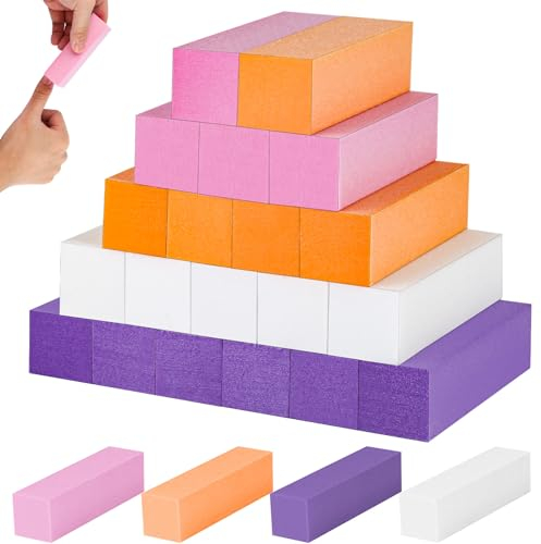 24 pcs Bloc Polissoir Ongles, 120 Grain Polissoir A Ongle, 4 Couleurs Bloc Polissoir Buffer Ongles, Bloc Polissoir Ongles 4 Faces pour Les Salons de Manucure, Eponge Nail Art Tool