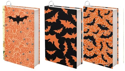 Jndtueit Fledermaus-Buchhüllen für Erwachsene, Buchhülle, geeignet für die meisten Büchergrößen, Orange, 3 Stück
