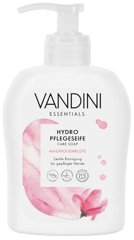 VANDINI Hydro Flüssigseife Spender mit Magnolienblüte Duft 300ml | Made in Germany Spender Seife vegan - Handseife flüssig reinigt sanft - Handwaschseife für gepflegte Hände - Hand soap