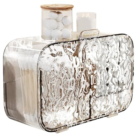 Tampon-Aufbewahrungsbox, Wattepad-Halter, ohne Bohren, Aufbewahrungsbehälter ohne Bohren, Regal mit 2 Fächern für Wohnzimmer