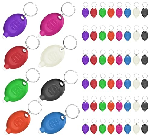 Daemson Mini LED Keychain Flashlights Ultra Bright and Compact Portable Keychain Flashlight, Small Emergency Flashlight for Outdoor and Everyday Use - Multicolor Shell (48PCS)