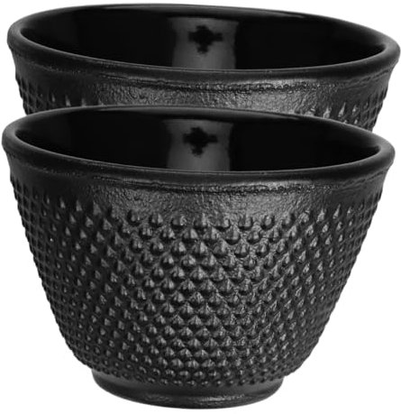 ULTECHNOVO 2stücke Gusseisen Teebecher Vintage Stil Drinkware Tee Tassen Retro Kung Fu Teegeschirr Asiatische Tee Tassen Chinesische