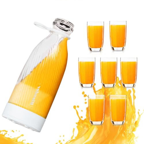aichilra Portable Fresh Juicer, Mini Blender Bottle with 6 Blades 500ml Smoothie Blender for Smoothie and Fruit, Shakes fit Travel, Gym And More