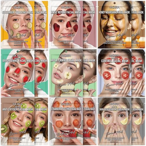 18Pcs Maschere Viso in Tessuto Stile Coreane per il Set Kit Regalo Bambina Idratante Acido Ialuronico Ragazze Tante Face Mask Korean Skin Care Nutriente Lenitive Idratazione Profonda Ogni Della Pelle