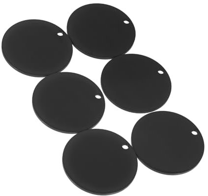 VILLCASE 6stücke Rund Edelstahl Hundemarken Schwarz Leere Haustier-id-tags Katzen-anhänger Unvollendete Haustier-namensschilder