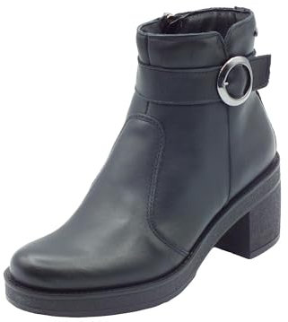 IGI&CO 6660300 Nappa Soft Negro Botines con Tachuelas y Tacón Medio para Señora de Piel con Cremallera, Negro, 37 EU