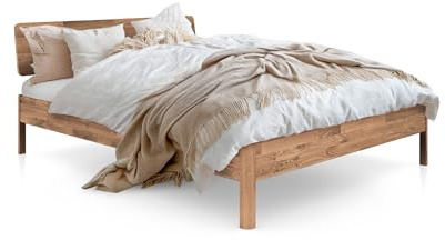 byoak Massivholzbett Penny - mit Holzkopfteil - Doppelbett aus Holz - 160 x 200 cm - Geölt - Wildeiche