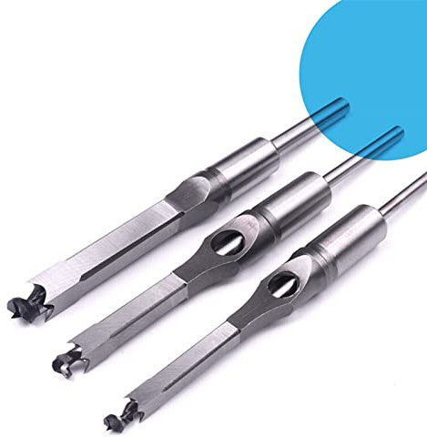 OLSKFUH Juego De 3 Brocas para Agujeros Cuadrados De Carpintería De 5/16, 3/8 Y 1/2 Pulgadas, Juego De Cinceles para Mortaja De Madera, Kit De Brocas para Cinceles para Mortaja,