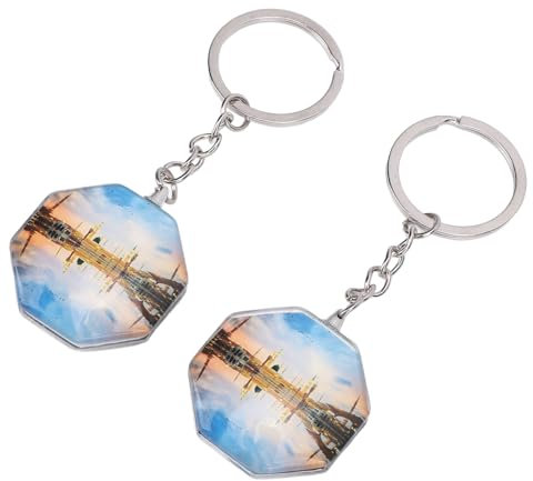Hztyyier Porte-clés Octogonal Double Face avec Images Vibrantes, Cadre en Acrylique avec Anneau en Acier Inoxydable, Choix de à Usage Quotidien pour les Fêtes, les Mariages