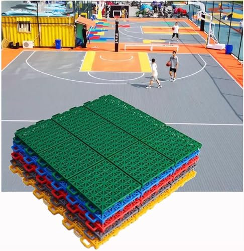 ININOSNP Alta qualità Antiscivolo Pavimentazione for campi da Basket all'aperto, tappetini modulari ad Incastro Fai da Te, Facilmente Tagliati/modificati(Red)