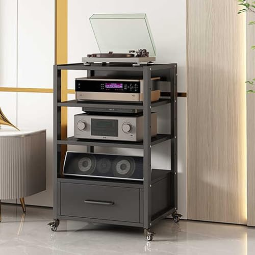 Mueble Equipo HiFi Estéreo Supports, Soporte estéreo, Tocadiscos de Vinilo Stand, estanterías para Audio y Video, para Aula Cine En Casa, para Salón Dormitorio(Black)