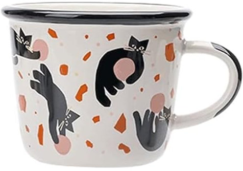 Taza Lindas tazas de café for mascotas, tazas de cerámica Vintage for perros y gatos, tazas for beber reutilizables for microondas, 12,3 Oz for café, té con leche, Etc. Con asas(Noir)