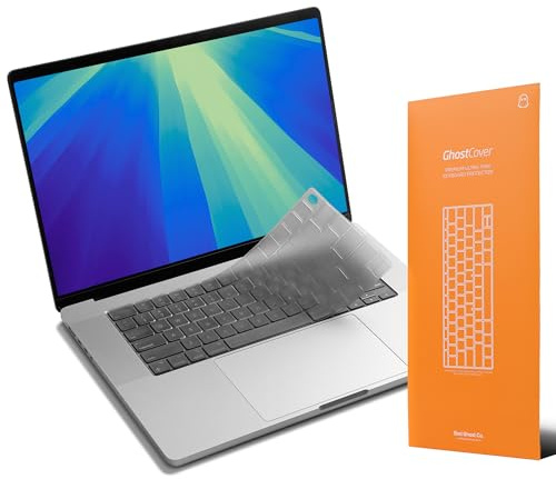 GhostCover FlexType Premium Keyboard Protector for High-Performance Typing, Compatible with 2021-2026 MacBook Pro 14/16 MacBook Air 13/15 M5-M1 Pro/Max, EU Keyboard, Tinted Translucent