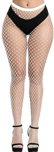 White Fishnet Stocking for Women, PLULON High Waist Tights Women Fishnet Tights Neon Fishnets Pantyhose Stockings