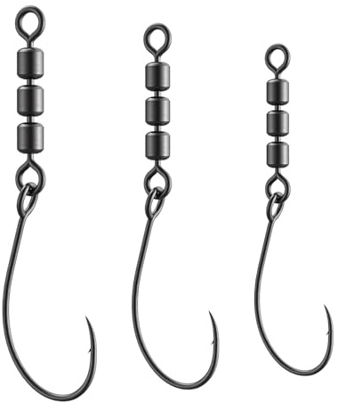 Luroad 10 Stück Rotate Fishing Rig Hooks, Wirbel Angelnhaken für Forellen-Angeln, Forellen Rotor-Haken Angelwirbel Perfekt für Meeresangeln und Süßwasserangeln (Größe 6)