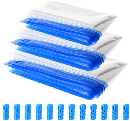 12 Pz Sacchi Sottovuoto da Viaggio, Sacchetti Sottovuoto Valigia, Sacchetti Buste di Compressione Vestiti da Viaggio Salvaspazio per Valigia, Pompa Senza Bisogno (3 Misure)