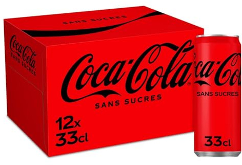 COCA-COLA – Soda Cola Zéro Sucres, Fraîcheur Intense et Gazeuse, Pack 12 x 33 cL