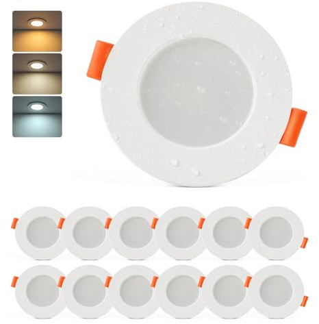 Sineyon LED Einbaustrahler 230V 68mm, 12er Set LED Spots Flach 4W Warmweiß 3000K Neutralweiß 4000K Kaltweiß 6500K, Deckenspots Weiß 65-80mm Lochmaß, Spots Deckenleuchte für Badezimmer Küche