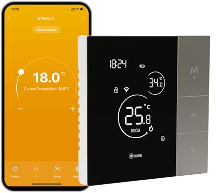 VEXA programmierbarer Smart-Thermostat für WLAN | Intuitives Display | Für Fußbodenheizung, Steuerung per App und Smart Speaker (Alexa, Google Assistant) – Home Assistant wird nicht unterstützt