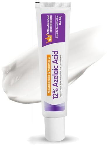 12% Azelaic Acid Serum, Azelainsäure Gesichtscreme mit Niacinamide & Vitamin C, Azelainsäure Serum für Rötungen & Unreine Haut Gegen Pickel, Akne & Dark Spots, Akne Gesichtscreme Für Unreine Haut 20g