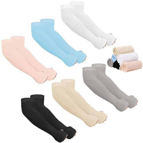 ViEinkaufen 6 Pairs Arm Sleeves Men Women UV Sun Arm Protection Sleeves