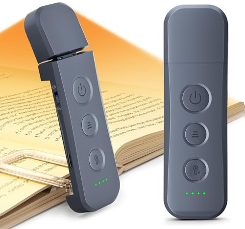 Glocusent Verbesserte 12 LED Leselampe Buch Klemme Bis zu 200 Std. Laufzeit | Leselampe Buch mit 3 Farben & 5 Helligkeiten, Tragbare Buchlampe, Reiseschloss, USB-C, Ideal für Kinder, Buchliebhaber