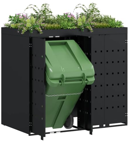 Abri pour 2 Poubelles, Cache Poubelle Boîte de Rangement à Poubelles Extérieur Noir