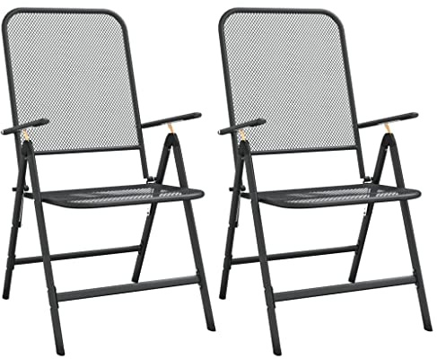 HETFTJN Set of 2 Adjustable Folding Metal Patio Chairs, Anthracite