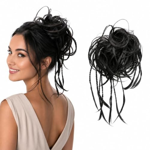 CAISHA XXL Hårstycke Hårelastiskt Updos Brudfrisyrer Voluminöst Vågigt Bulle Svartbrun G17D
