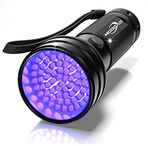 Modoao UV-Taschenlampe, Schwarzlicht, 51 LED UV-Lichter, UV-Detektor für Hunde/Katze/Haustierurin, Bettwanzen und trockene Flecken, Erkennung auf Teppichen, Teppichen, Boden