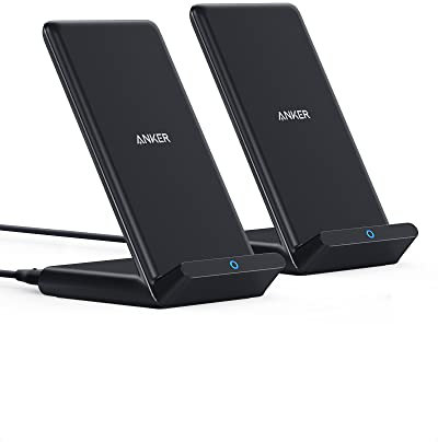 Anker Wireless Charger, 2-Pack PowerWave Stand Upgraded, Qi-Certified, Fast Charging iPhone 12,12 Pro Max, SE, 11, 11 Pro, 11 Pro Max, Galaxy S20 S10 S9 S8, Note 10 Note 9 (No AC Adapter)
