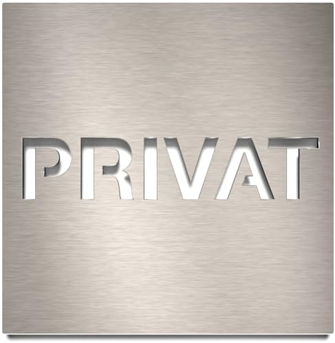 Edelstahl Hinweis-Schild Privat - selbstklebend & pflegeleicht - Design Piktogramm - Türschild H-62-E