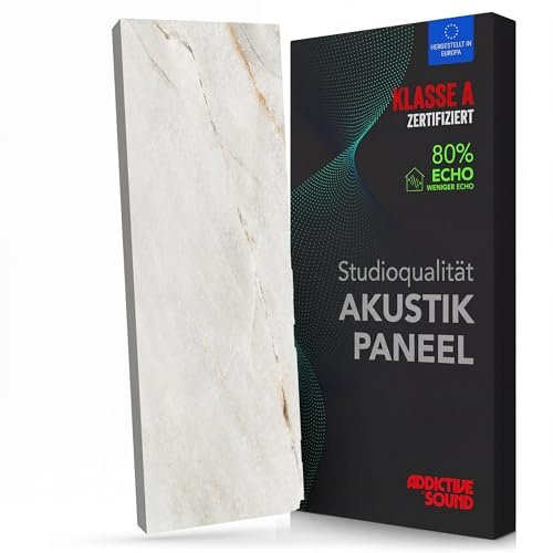 Addictive Sound Akustikbild Schallabsorber 148x50x6 cm, Marble 3 | Breitbandabsorber ab 100 Hz, Kunstdruck auf Akustikstoff, EU-Produktion, Wand- und Deckenmontage-Set inklusive