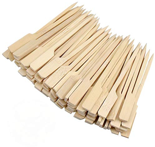 heavenlife 100 Stück BBQ Bambus Grillspieße, 9cm Holzspieße Holzspiesse Fingerfood Spiesse, Holz Schaschlikspieße, Grill Kebab Party Sticks Spieße für Grillen Cocktails Buffets Obst Hamburger
