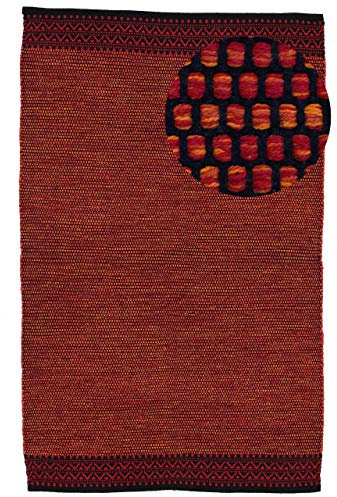 carpetfine Baumwollteppich Kelim Mia Rot 160x230 cm | Moderner Teppich für Wohn- und Schlafzimmer