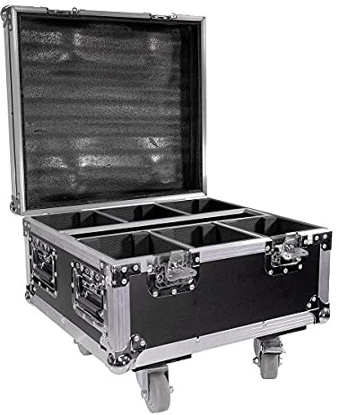 BoomToneDJ EZ-Box Flight Case Universel Noir 6 Compartiments avec roulettes. Valise de Transport Professionnelle. 6 Prises IEC intégrées. Renforts d'angles. Dimensions avec roulettes : 51x47x38.5 cm.