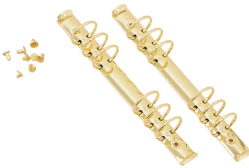 Craftelier - Set mit 2 6-Ring-Ordner-Mechaniken | Größe ca. 22,7 cm - Ringdurchmesser 3,3 cm - Ringabstand 1,9 cm | Enthält 8 BefestigungsKlammern | Farbe Gold
