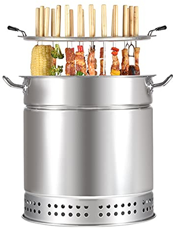 AIZYR Stainless Steel Charcoal Grill - Portable Smokeless Grill with BBQ Accessories Kit for Outdoor Cooking Camping Picnics,35 * 40cm