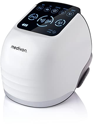 Medivon kabelloses Knie- und Ellbogenmassagegerät Kompressionsmassage Luftmassage Vibration Aufwärmmodus lindert Knieschmerzen, Tennisarmschmerzen - weiss