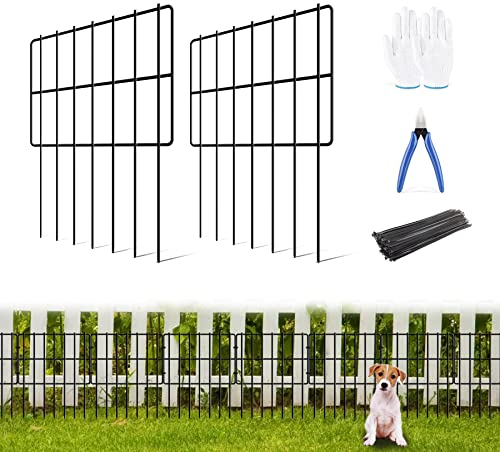 10-pack barriärstaket för trädgård, 4,2 cm spikavstånd, inget grävskyddsstaket, återanvändbar rostfri metallstaketkant, hundar, kaninblockerare, försvarsstaket för utomhusgård, totalt 3,3 m (L) x 43 cm (H)